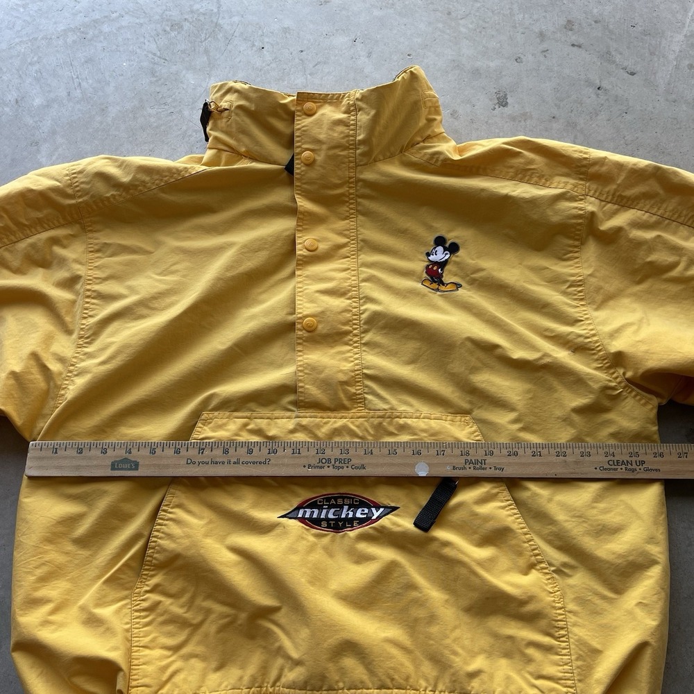 Vintage 90s Mickey Mouse Yellow Pullover Puffer Jacket XL Disney Store 1/4 zip - Picture 4 of 9